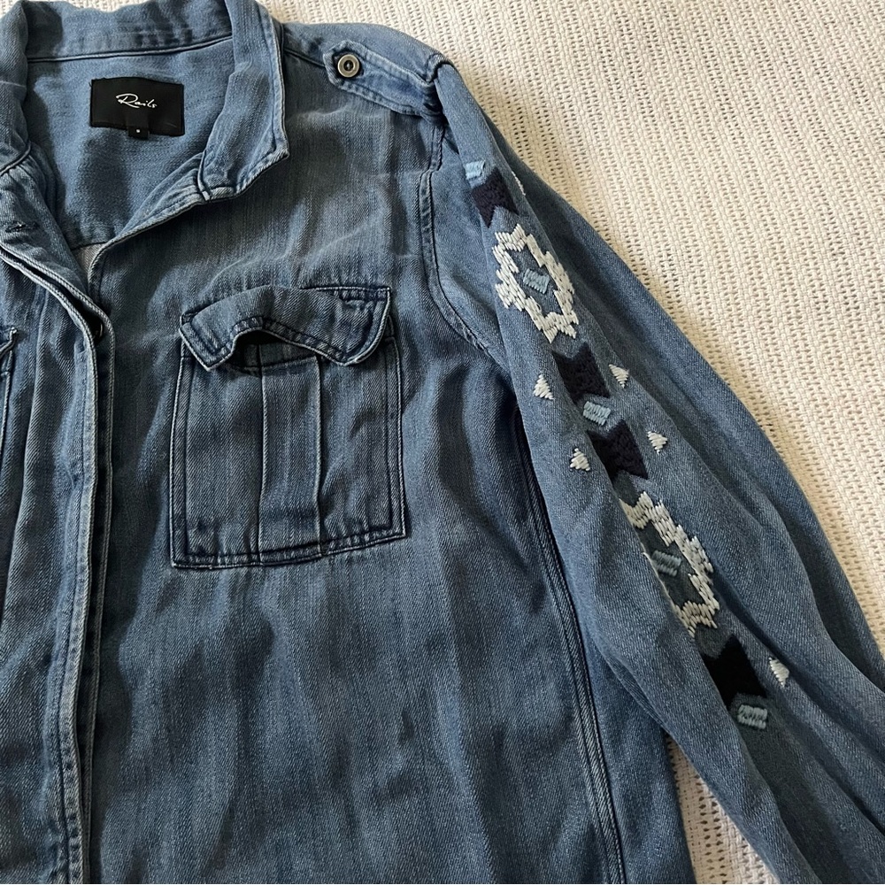 Rails Embroidered Denim Shirt Jacket - Picture 5 of 11